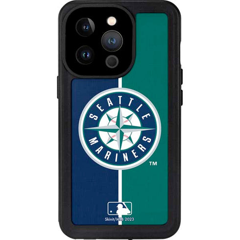 MLB Seattle Mariners Split iPhone 15 Pro Waterproof Case